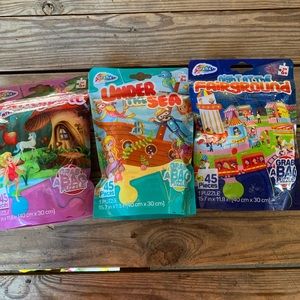 3 New Grafix 45 piece puzzles